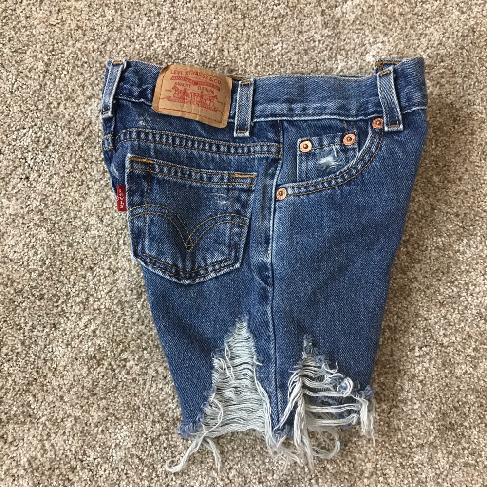 LIL LEVIS Girls DISTRESSED Hi Rise JEAN SHORTS  6 - Picture 3 of 4